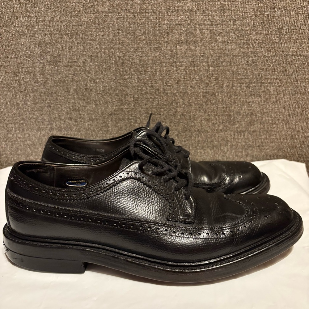 Hanover Master Flex Men's Size 9 D/B Black Leather Wingtip Oxford Dress Shoes